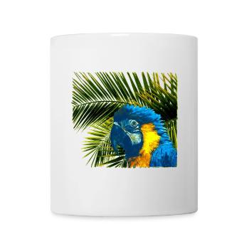tolle papageien tees, Palmenblätter gelbbrust Ara - Tasse - Weiß - Vorne