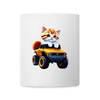 Un chat sur le camion monstre - Mug blanc - blanc - Devant
