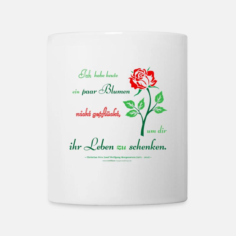 Elegante Rose mit Zitat - Tasse - Weiß