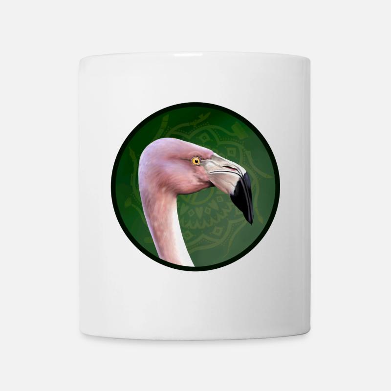 Flamant rose en vert mandala - Mug blanc - blanc