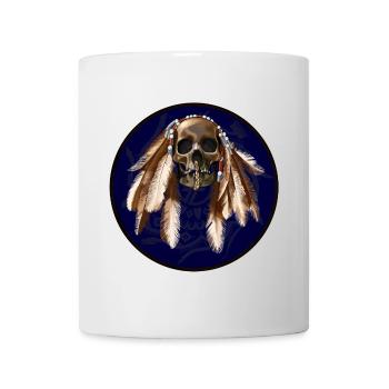 scull with feathers around - Mug - white - Front