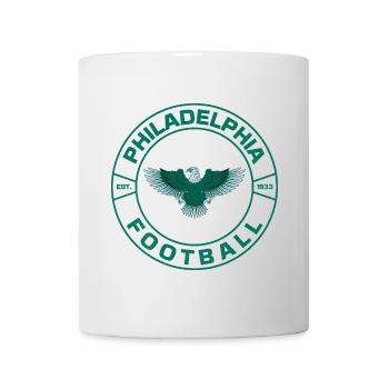 Philadelphia Adler Rundlogo mit Football-Stil - Tasse - Weiß - Vorne
