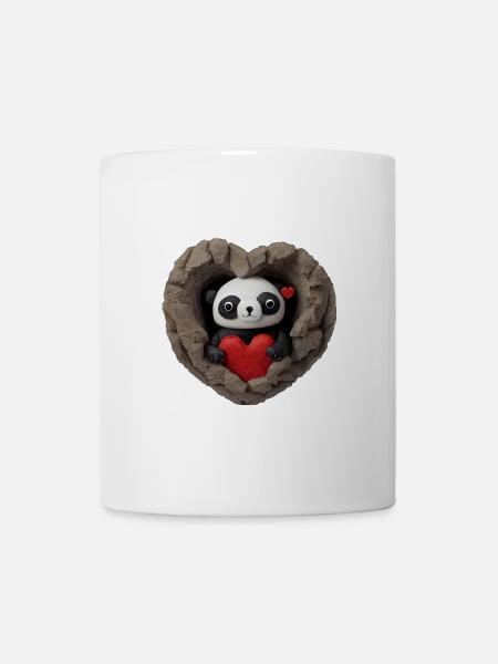 Panda Herz in Felsenhöhle - Tasse - Weiß