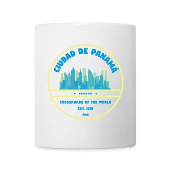Panama Stadt-Skyline Emblem - Tasse - Weiß - Vorne