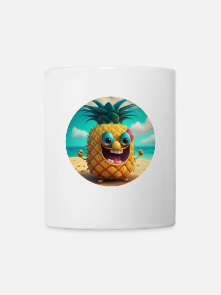 Fröhliche Ananas Comic Figur lacht - Tasse - Weiß