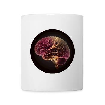 Gehirn Art modern neon techno - Tasse - Weiß - Vorne