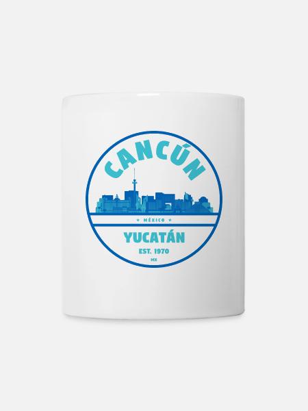 Cancún Yucatán Skyline Emblem - Tasse - Weiß
