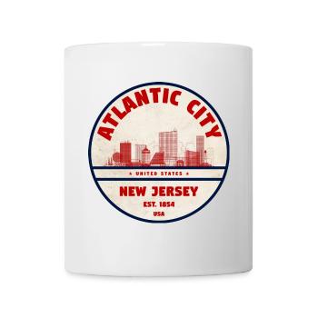 Emblème rétro de la Skyline d’Atlantic City - Mug blanc - blanc - Devant