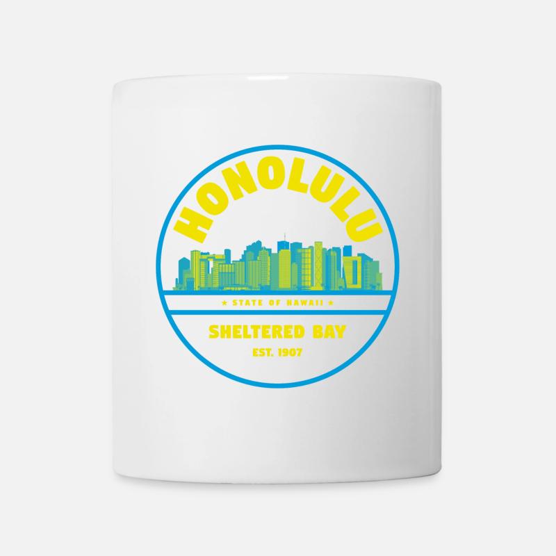Badge rétro Honolulu Skyline - Mug blanc - blanc