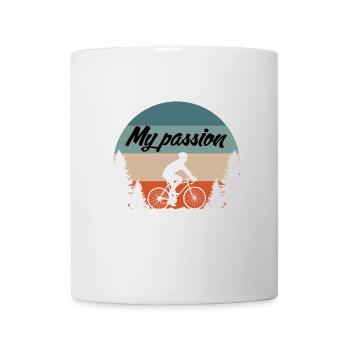 Ma passion de faire du vélo Coucher de soleil rétro - Mug blanc - blanc - Devant