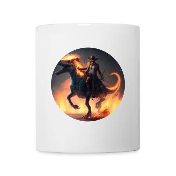 Indiana Jones reitet auf Dinosaurier T-Rex - Tasse - Weiß - Vorne