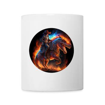 Indiana Jones reitet auf Dinosaurier T-Rex - Tasse - Weiß - Vorne
