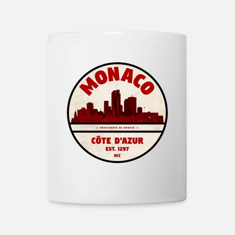 Monaco Côte d’Azur Vintage Skyline - Mug blanc - blanc