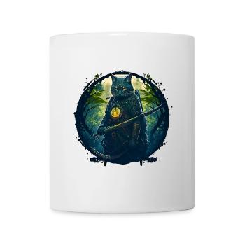 Cat as samurai in forest - Mug - white - Front