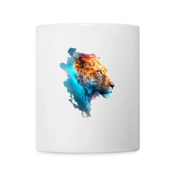 Beautiful colorful lioness in the blue smoke - Mug - white - Front