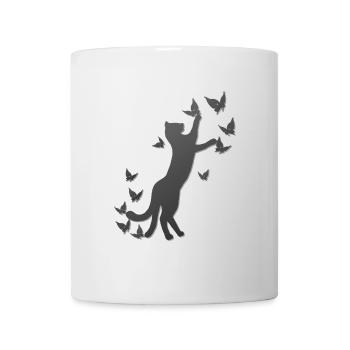 Nekomata dunkel, schmetterlinge, japanische Motive - Tasse - Weiß - Vorne