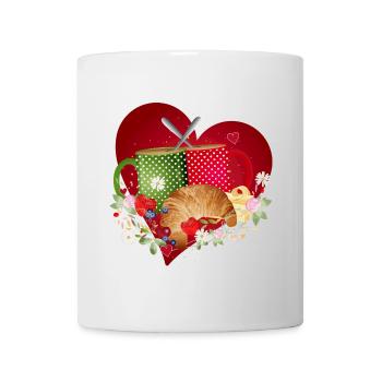 Breakfast for two with croissant, coffee and berries - Mug - white - Front