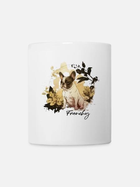 Cadre floral Bulldog - Mug blanc - blanc