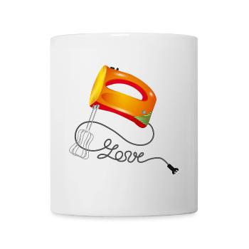 colorful hand mixer with a lot of love - Mug - white - Front