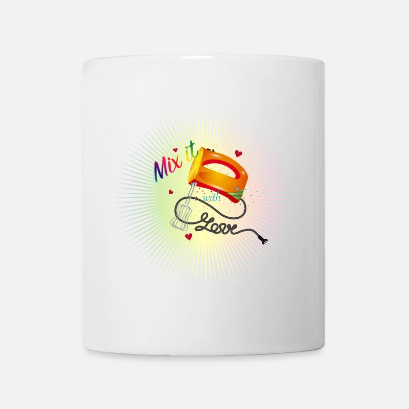 farbenfrohes Handrührgerät mit coolem Spruch - Tasse - Weiß