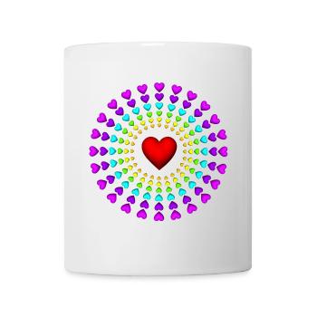 Heart Radial Rainbow Hearts Circle - Mug - white - Front