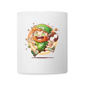 Cartoon Leprechaun with football - Mug - white - Front