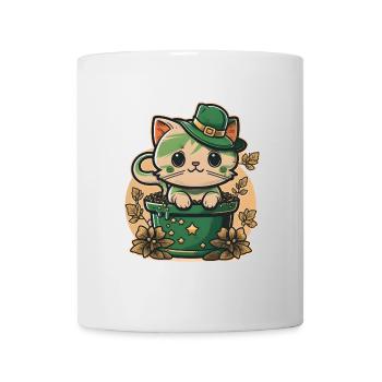 Chat dans le pot de fleurs Fête de la Saint-Patrick - Mug blanc - blanc - Devant