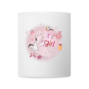 Flamingo mit Baby und Baby Utensilien in Rosa - Tasse - Weiß - Vorne