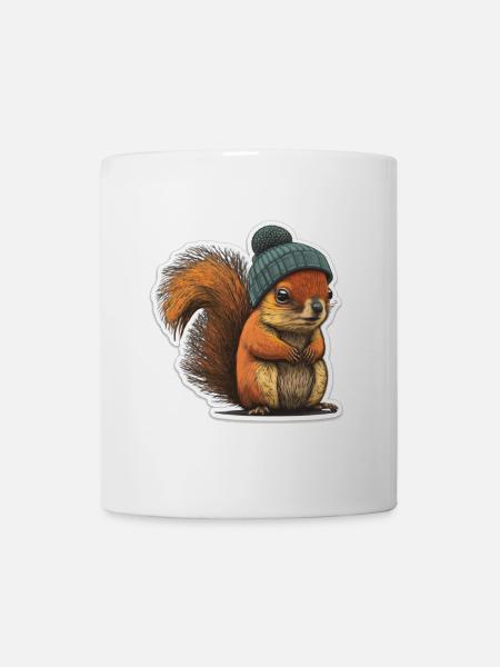 Eichhörnchen mit Beanie - Tasse - Weiß