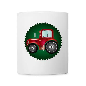 roter Traktor Patch für Trecker und Bauernhof Fans - Tasse - Weiß - Vorne