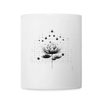 Schwarzweiß Lotus Nebeldesign - Tasse - Weiß - Vorne