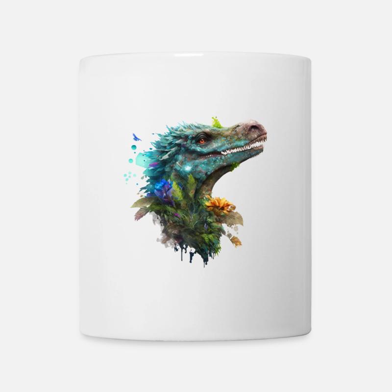 Blauer Velociraptor - Tasse - Weiß