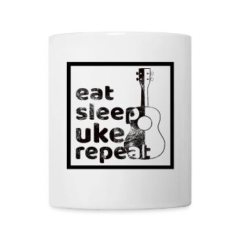 eat sleep uke repeat! Poster schwarz-weiss - Tasse - Weiß - Vorne