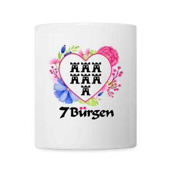 Siebenbürger Wappen mit Blumendesign und Wappen - Tasse - Weiß - Vorne