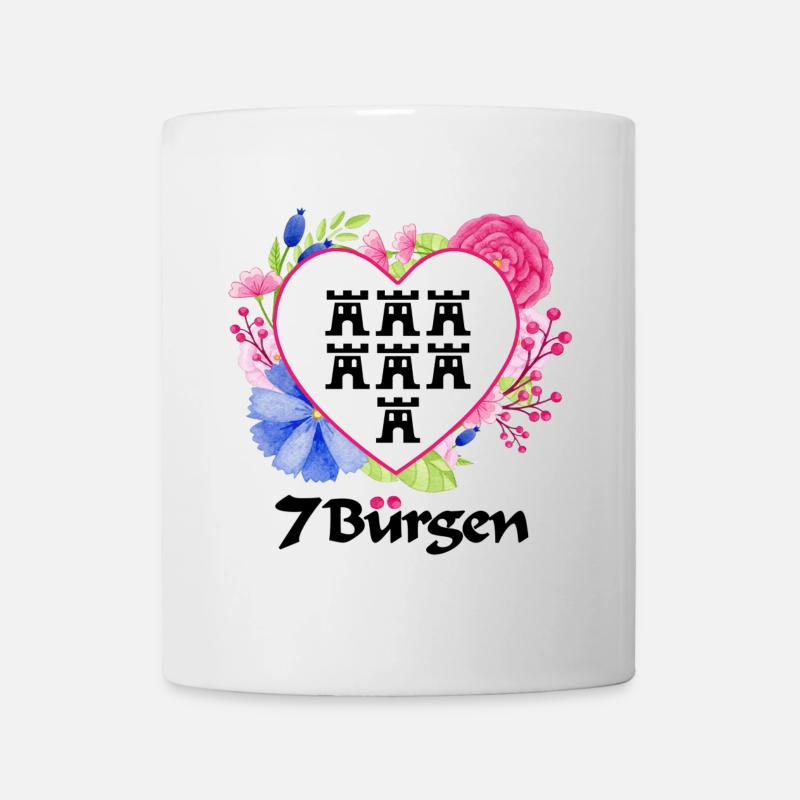 Siebenbürger Wappen mit Blumendesign und Wappen - Tasse - Weiß
