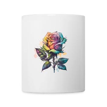 Tropical Watercolor Rose, colorful flower - Mug - white - Front