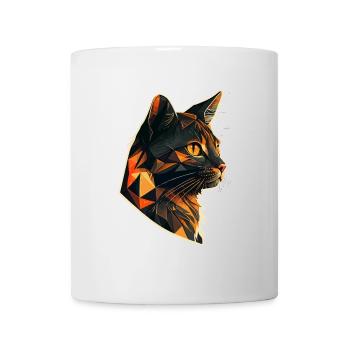 Stilisierte, geometrische Katze - Tasse - Weiß - Vorne
