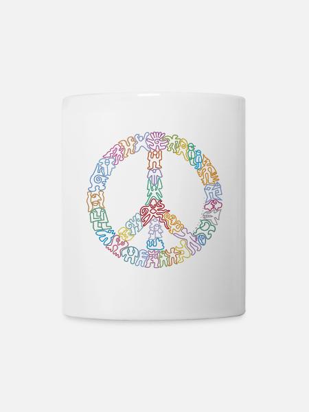 Peacezeichen-Figuren - Tasse - Weiß