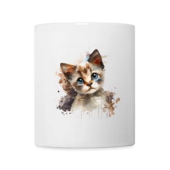Aquarell Kätzchen auf hellem Hintergrund - Tasse - Weiß - Vorne