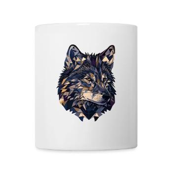 Stilisierter, geometrischer Wolf - Tasse - Weiß - Vorne