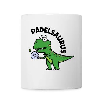 Dinosaurier Padel Spieler Schläger Ball Spruch - Tasse - Weiß - Vorne