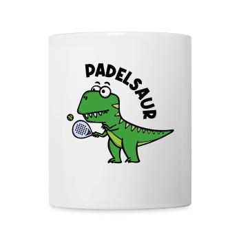 Padel Schläger Spieler Ball Dinosaurier Spruch - Tasse - Weiß - Vorne