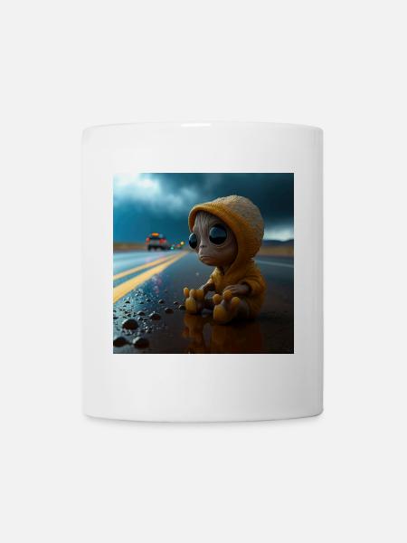 Alien baby lost on the road - Mug - white