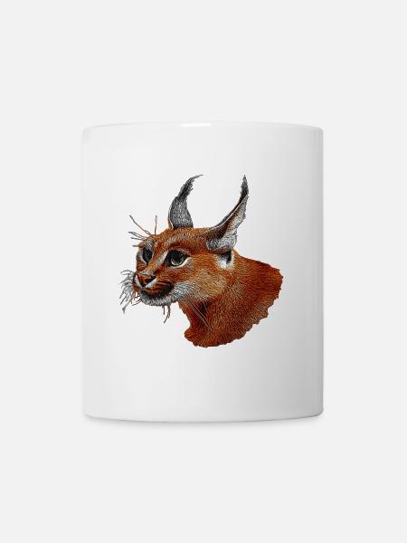 coole raubkatzen motive, karakal kopf - Tasse - Weiß