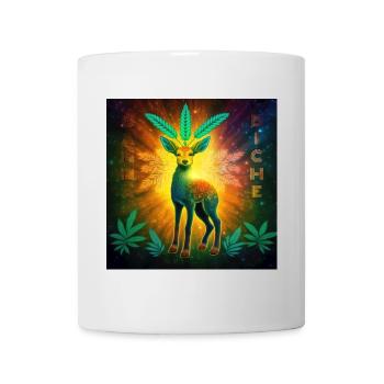 Cosmic deer with cannabis leaves - Mug - white - Front