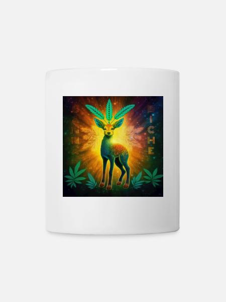 Kosmisches Reh mit Cannabisblättern - Tasse - Weiß