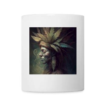 Portrait Tribal Cannabis Rêveur - Mug blanc - blanc - Devant