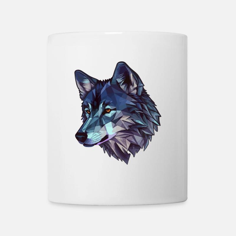 Loup stylisé, géométrique - Mug blanc - blanc