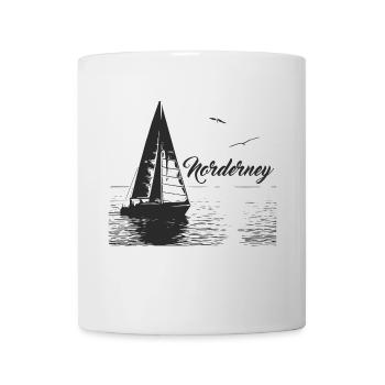 Norderney sailboat and 2 seagulls - Mug - white - Front