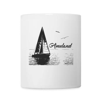 Ameland Segelboot und 2 Möwen - Tasse - Weiß - Vorne